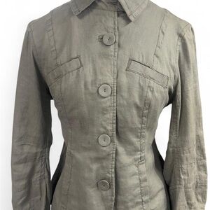 Calvin Klein Khaki Utility Jacket 100% linen